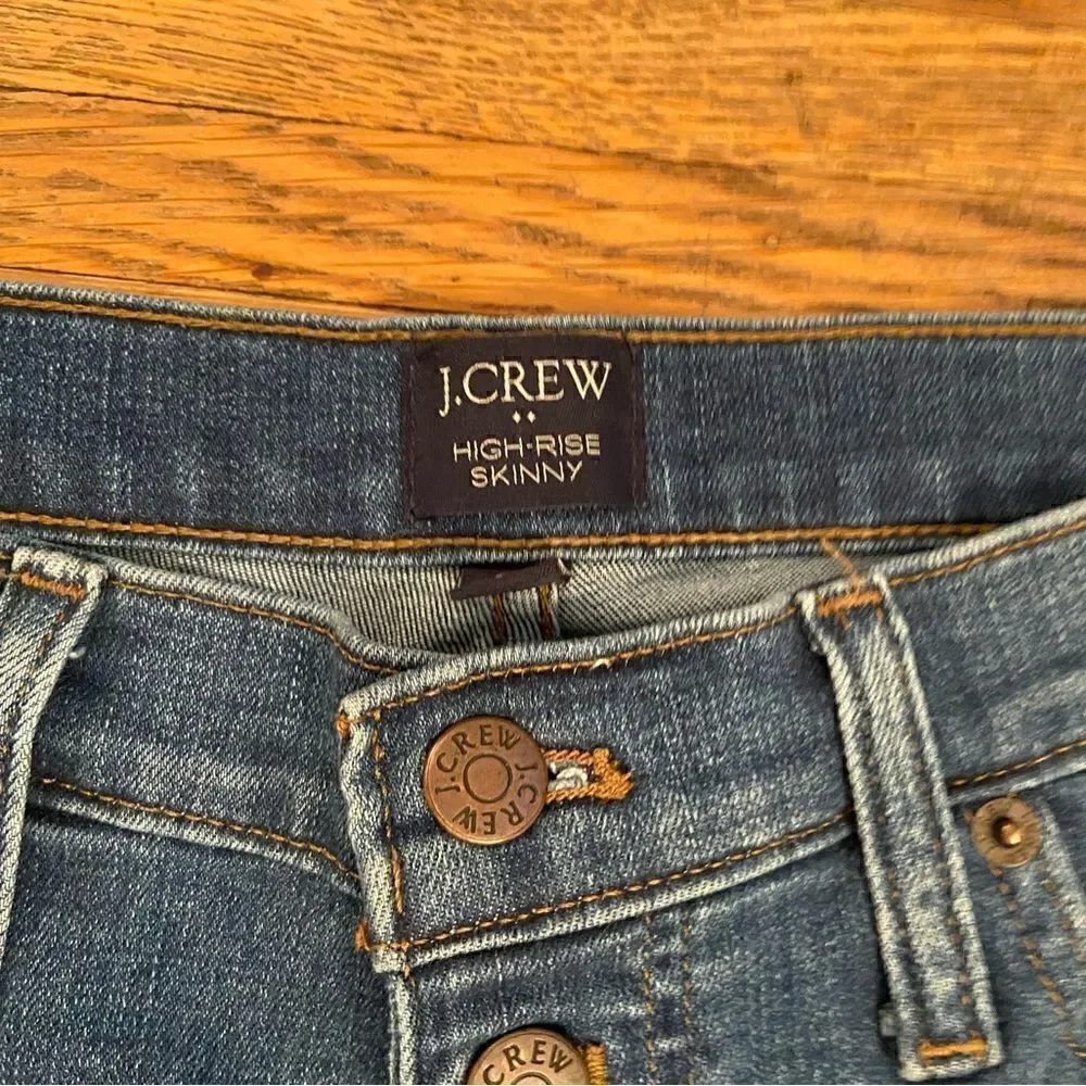 J. Crew High Rise Skinny raw hem jeans